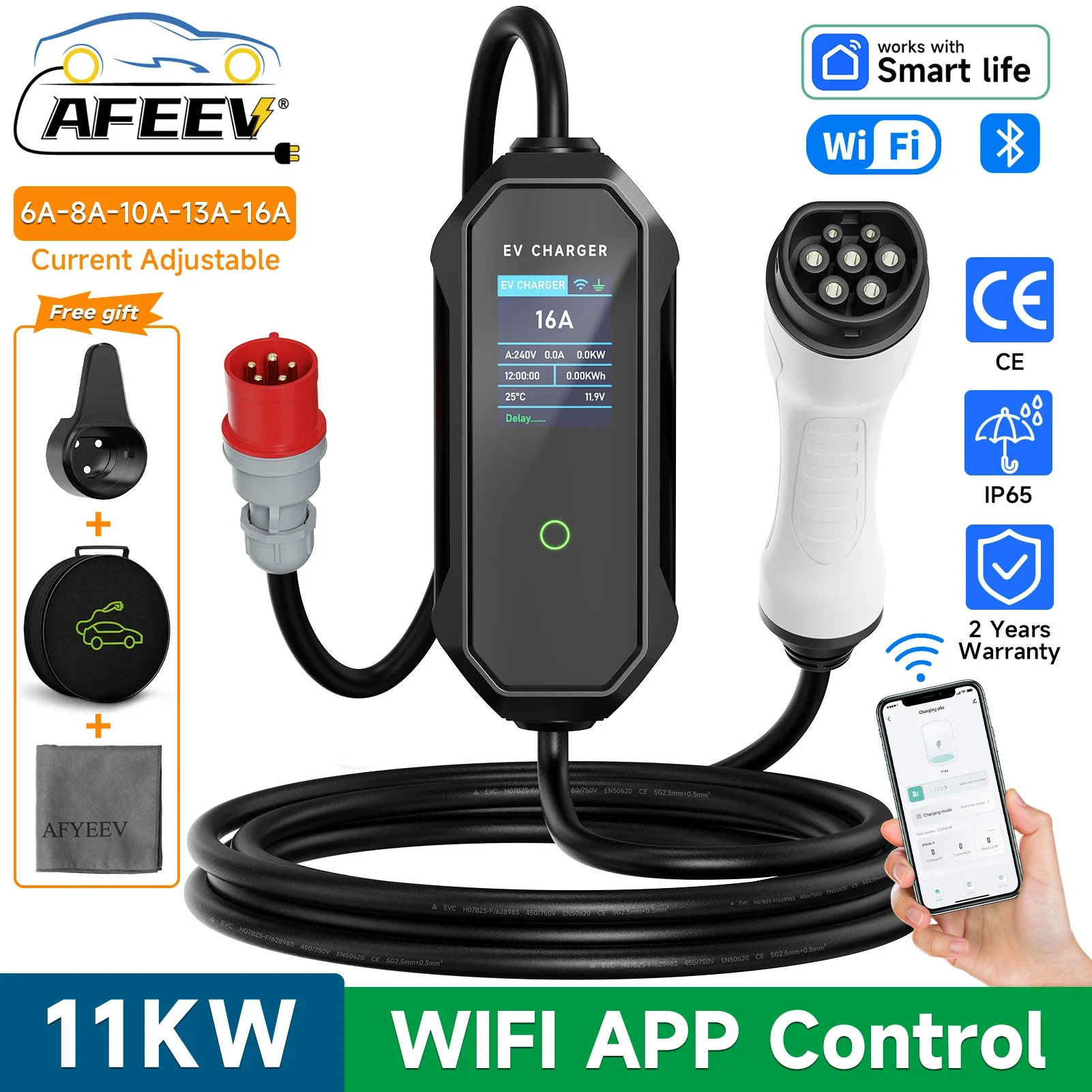 AFEEV 11KW Tip 2 EV Şarj Cihaz - Type 2 Portable Ev Charger 11Kw Cee incelemesi ve fiyatı